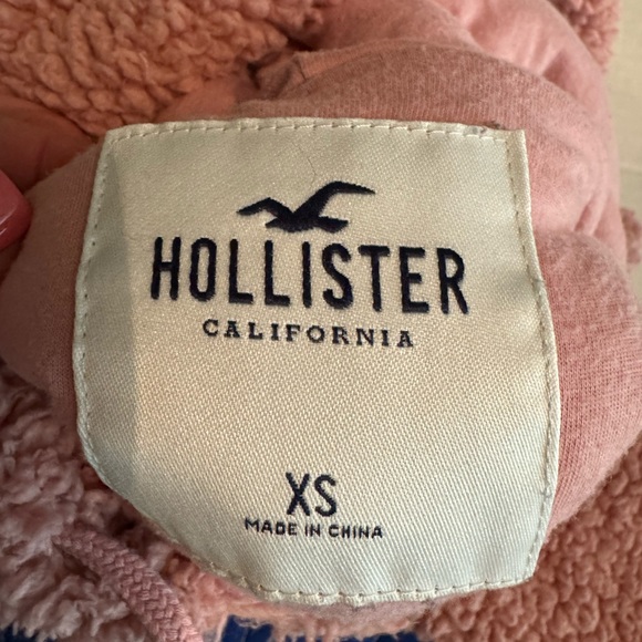 Vtg Y2K Hollister Womens Teddy Hoodie Size XS Coquette Pink Fairy Sherpa Fleece - Picture 4 of 6